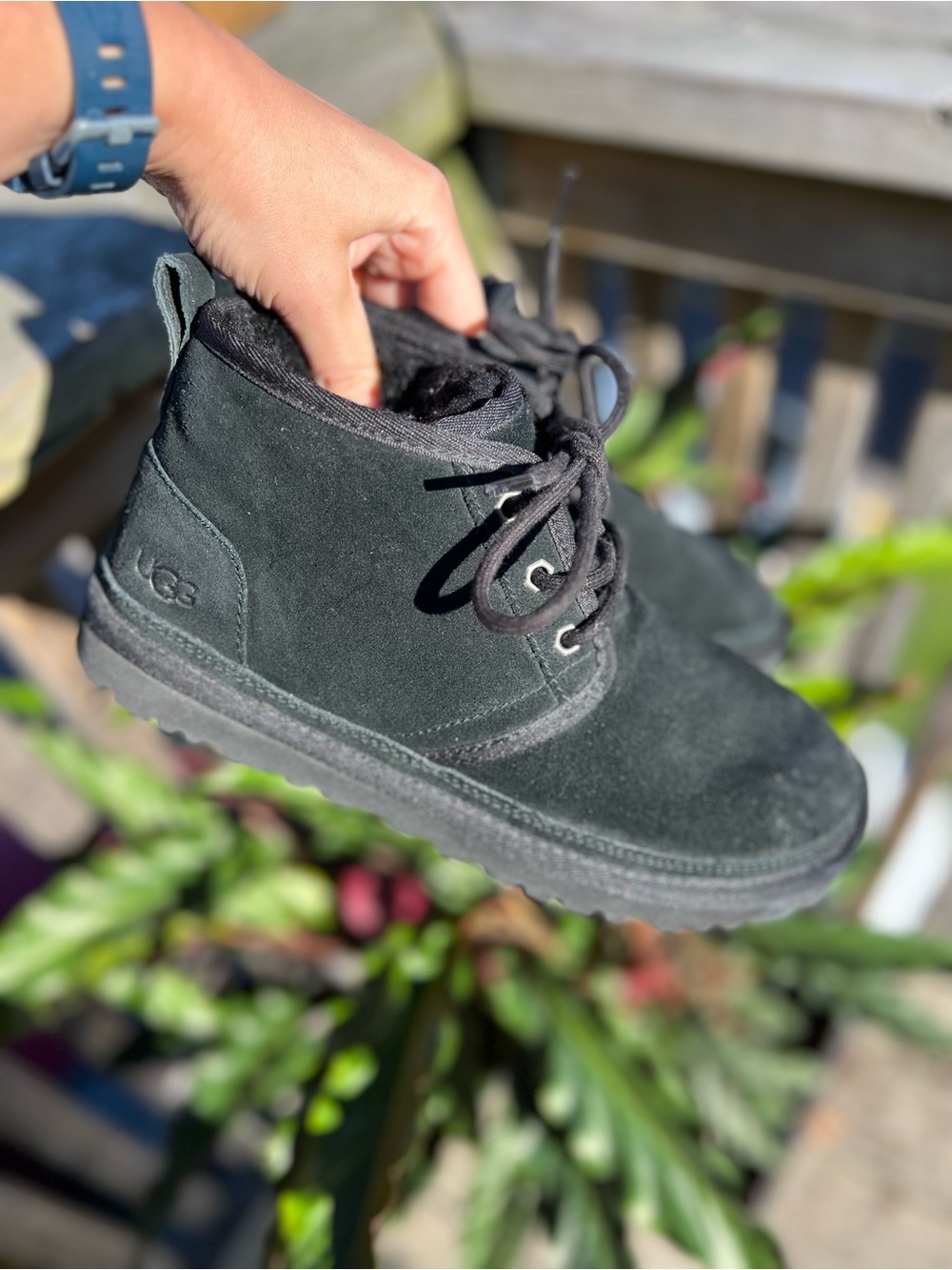 UGG Women’s Black Suede  Neumel Lace-Up Boots